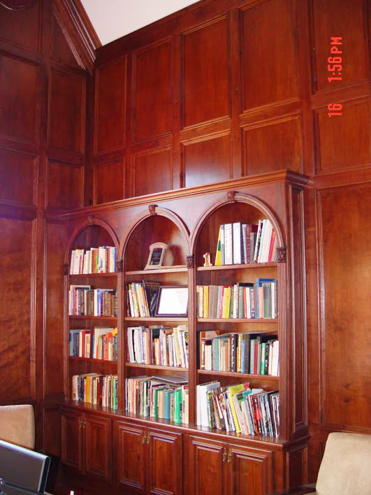 Here's Charles' walnut paneled library. He made the paneling himself with his Woodmasters and saved a bundle. LibraryHere's Charles' walnut paneled library. He made the paneling himself with his Woodmasters and saved a bundle.